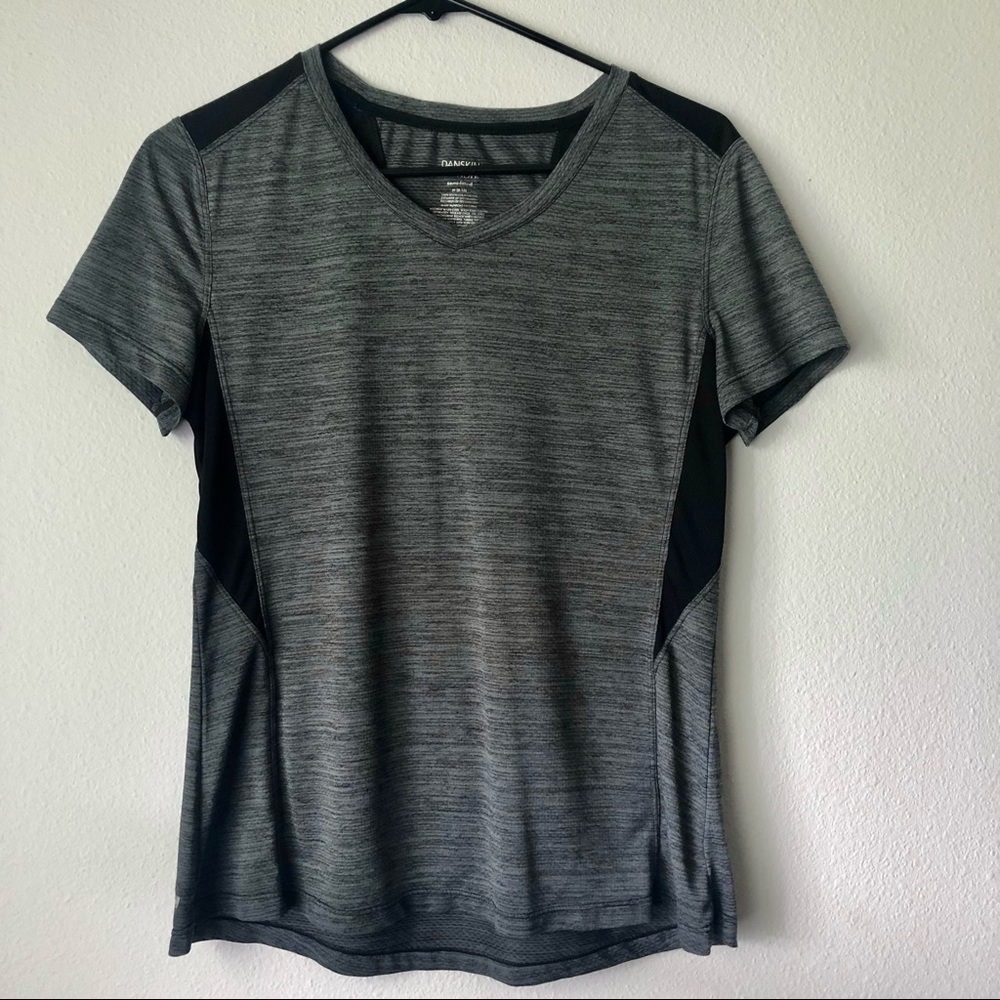 Grey and black short sleeve Danskin Now workout shirt